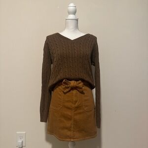 Tinsel Tan Bow-Tie Denim Skirt